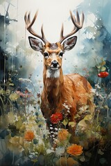 Fantastic watercolors of a solitary deer