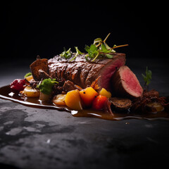 grilled meat with vegetables