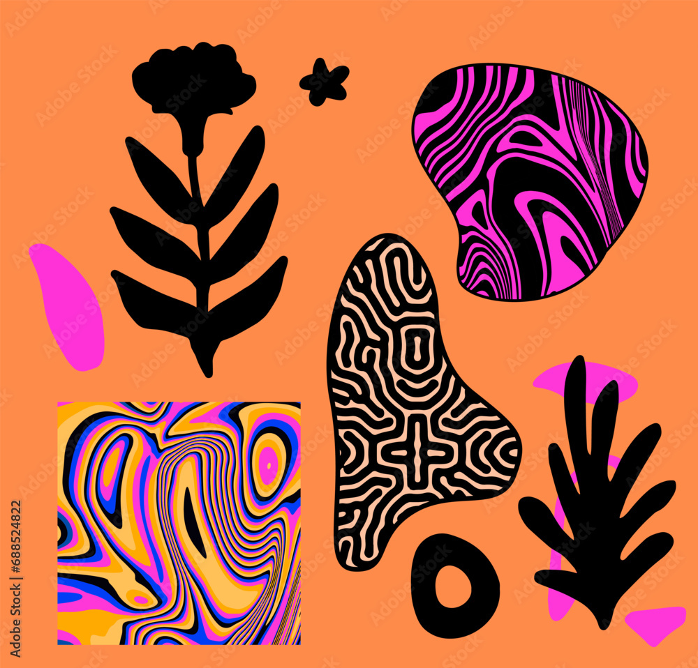 Aufkleber Abstract geometric composition in the style of Scandinavian minimalism. Collage of shapes and forms with textures.