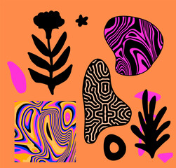 Abstract geometric composition in the style of Scandinavian minimalism. Collage of shapes and forms with textures.