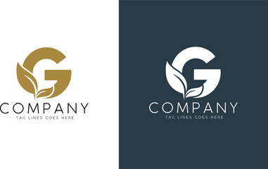 Letter g with leaf logo vector Illustration element, H alphabet logo Organic leaf, suitable for business brand logo - obrazy, fototapety, plakaty