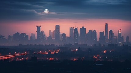 city skyline at sunset - Powered by Adobe