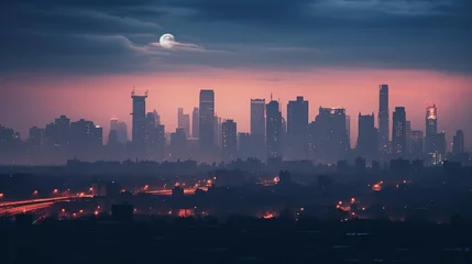 Foto op Aluminium city skyline at sunset © john