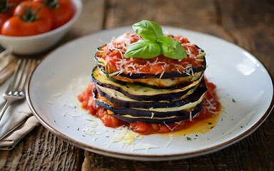 Capture the essence of Eggplant Parmesan in a mouthwatering food photography shot Generative AI