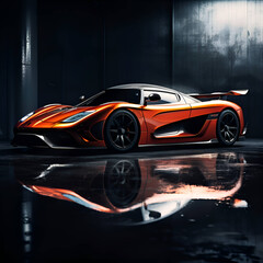 Obraz premium 3D render of a brand-less generic concept car in studio environment