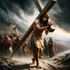 Way of the Cross, Jesus Christ passion - obrazy, fototapety, plakaty