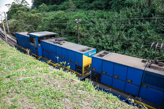 Old freight train funicular system station, View of the old village of Paranapiacaba in Santo Andre in Brazil.