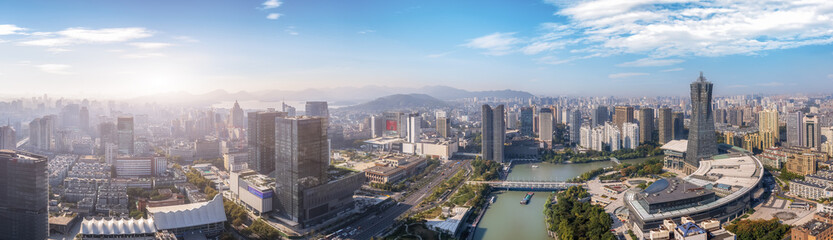 Fototapeta na wymiar Aerial panoramic view of the old city of Hangzhou