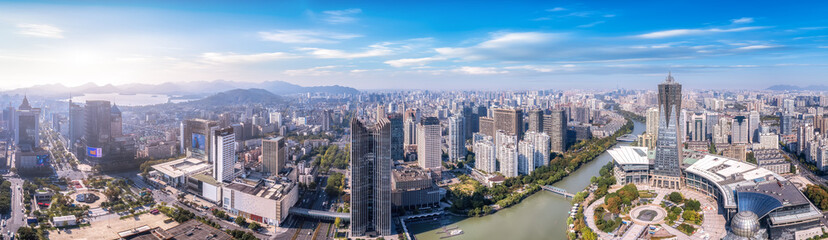 Fototapeta na wymiar Aerial panoramic view of the old city of Hangzhou