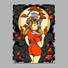 Obraz premium sexy charming girl illustration for t shirt design