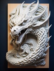 Dramatic Dragon 3D Print Wall Relief: Scales and Spines Emerging Powerfully