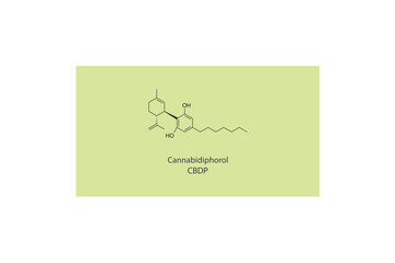 CBDP -  Cannabidiphorol molecular skeletal structure. Cannabinoid chemical structure vector illustration on green background.