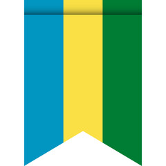 Gabon flag or pennant isolated on white background. Pennant flag icon.