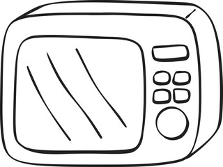 Microwave Cooking outline doodle