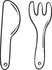 Knife and fork Cooking outline doodle
