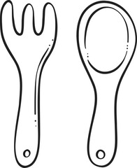 Fork and spoon Cooking outline doodle