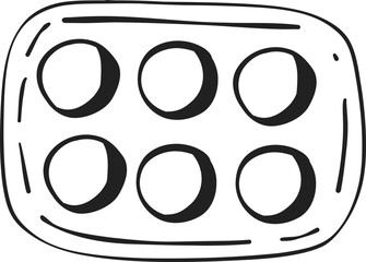 Muffin Baking Tray Cooking outline doodle