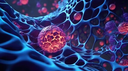 Cancer cell metastasis disease anatomy concept as growing malignant tumor on organ inside human body. 3D illustration.. - obrazy, fototapety, plakaty