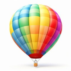 A colorful hot air balloon flying in the sky.
