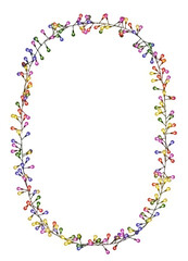 This 3D illustration presents a oval elipse  frame of string lights in multiple colors, adding a festive touch to any event. PNG