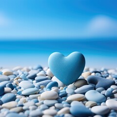 A heart shaped stone sitting on a beach.