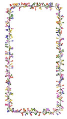 A 3D illustration of a rectangular frame adorned with multicolored string lights, ideal for festive occasions. PNG