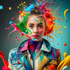 Fototapeta premium portrait of a colorful girl with 