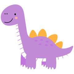 Cute happy purple dinosaur