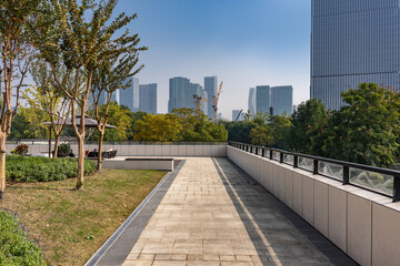 Street View on the South Bank of Qiantang River in Hangzhou