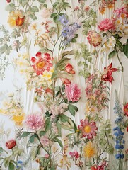 Fototapeta premium Lush Garden Delight: Intricate Floral Print Wall Hangings