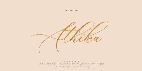 Abstract Fashion font alphabet. Minimal modern urban fonts for logo, brand etc. Typography Calligraphy typeface uppercase lowercase and number. vector illustration