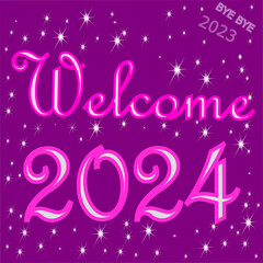 Welcome 2024 Bye Bye 2023 - illustration - 688531026