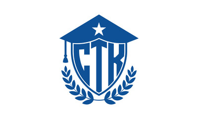 CTK three letter iconic academic logo design vector template. monogram, abstract, school, college, university, graduation cap symbol logo, shield, model, institute, educational, coaching canter, tech