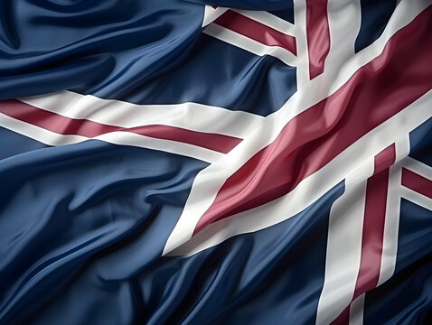 United Kingdom national flag background, UK flag weaving made by silk cloth fabric, UK background, ai generated image