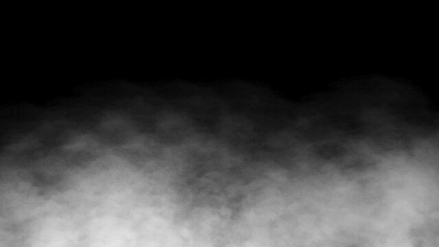 Smoke mouving on black background. Moving white fog motion graphics with black background