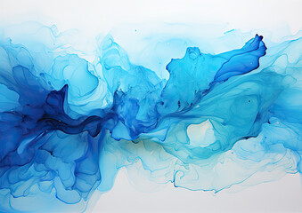 Fototapeta na wymiar Captivating Blue Watercolor Stain in Fluid Motion - Generative AI