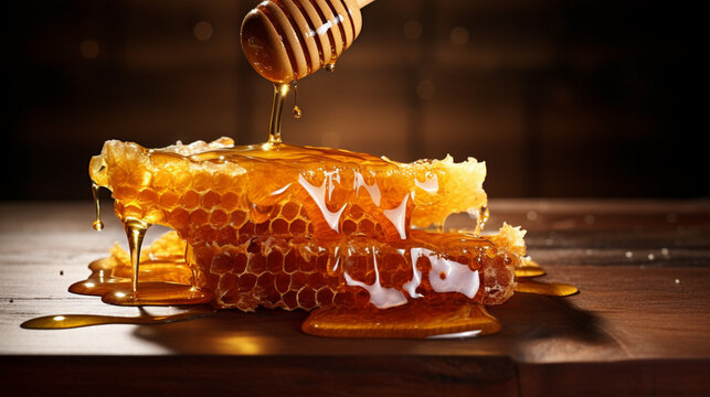 Honey combs with honey close up