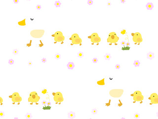 アヒルのシームレスパターン　B-1 © Sachi