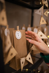simple Christmas advent calendar made from craft paper bags for kids. easy diy decor