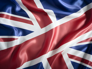 United Kingdom national flag background, UK flag weaving made by silk cloth fabric, UK background, ai generated image