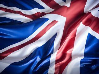 United Kingdom national flag background, UK flag weaving made by silk cloth fabric, UK background, ai generated image