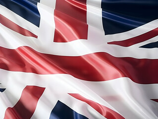 Fototapeta premium United Kingdom national flag background, UK flag weaving made by silk cloth fabric, UK background, ai generated image