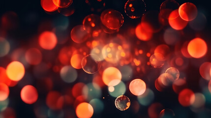 Bokeh light overlay, Blur circles texture, Festive flare, Defocused red color round bubbles