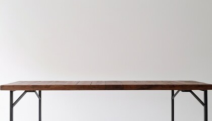 An empty wooden table on a white background