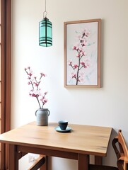 Haiku Wall Art: Delicate Watercolor Cherry Blossoms with Traditional Japanese Haikus