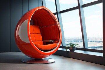 Acoustic office pod chair with built-in sound system
