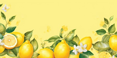 Fresh lemon on a seamless botanical illustration — vibrant, organic, and perfect for a refreshing summer.