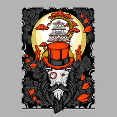 cultural full face mask illustration for t shirt design