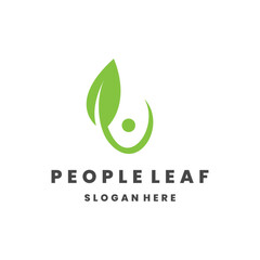 Fototapeta premium people leaf logo template vector illustration design