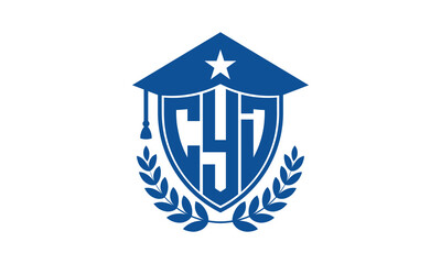 CYD three letter iconic academic logo design vector template. monogram, abstract, school, college, university, graduation cap symbol logo, shield, model, institute, educational, coaching canter, tech